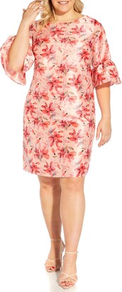 Adrianna Papell Plus Womens Floral Print Knee-Length Shift Dress