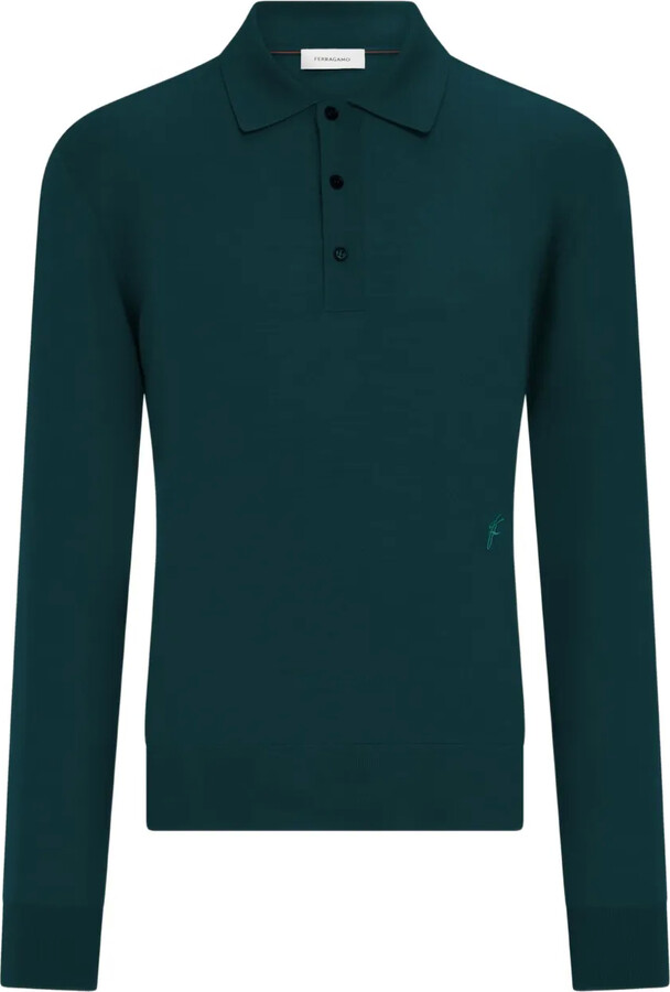 Ferragamo Long-Sleeved Wool Polo Shirt