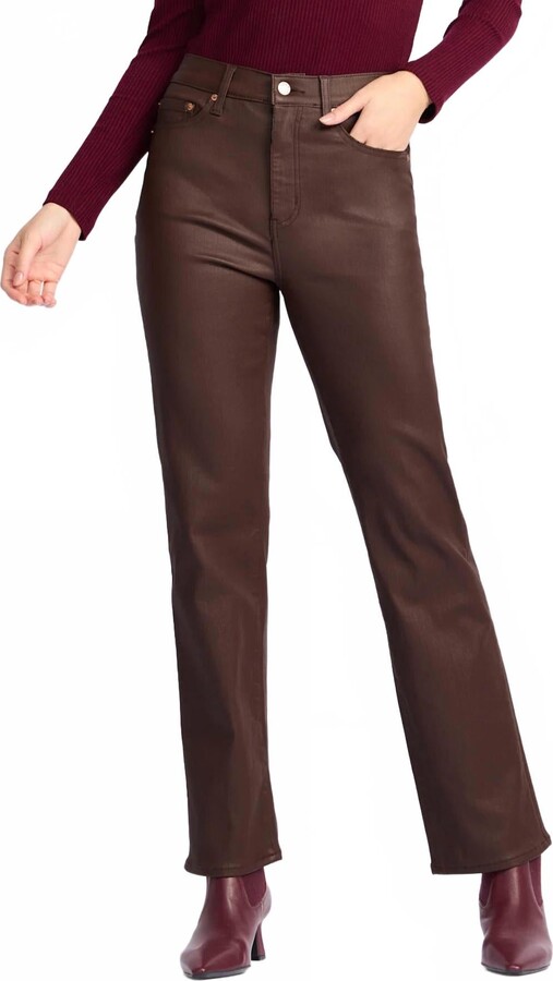 DAZE Emelia Vintage Straight Leather Pants In Espresso