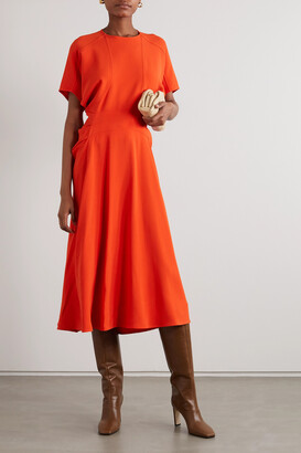 Victoria Beckham Draped Cady Midi Dress - Orange