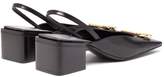 Thumbnail for your product : Balenciaga Bb Logo Square Toe Leather Slingback Pumps - Womens - Black