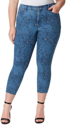 Jessica Simpson Trendy Plus Size Adored Printed Skinny Ankle Jeans