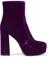 Thumbnail for your product : Prada Velvet Platform Ankle Boots