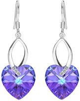Thumbnail for your product : Swarovski EleQueen 925 Sterling Silver CZ Love Heart French Hook Dangle Earrings Adorned with Crystals