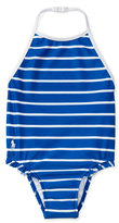 Thumbnail for your product : Ralph Lauren Childrenswear Ruffle-Trim Halter One-Piece Swimsuit, Blue, Size 9-24 Months