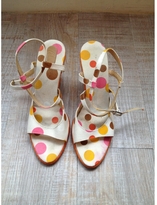 Thumbnail for your product : Castaner Ecru Cotton Wedge Heeled Sandals With Polka Dots