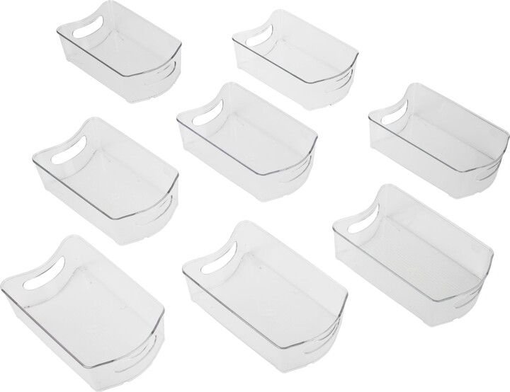 Smart Design Stackable Clear Refrigerator Storage Bin with Handle - 8 Pack - 6 x 10 inch