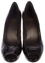 Thumbnail for your product : Stuart Weitzman Embossed Patent Leather Pumps