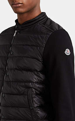 Moncler Men's Down-Quilted Cotton Zip-Front Sweater - Black
