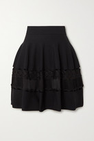 Thumbnail for your product : Alexander McQueen Crochet-paneled Ribbed Stretch-knit Mini Skirt