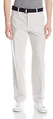 Izod Men's Newport Belted Flat Front Solid Oxford Pant