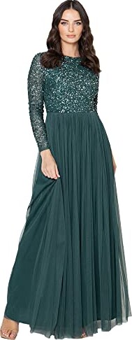 Maya Deluxe Brautjungfern Kleid - Pailletten Oberteil Mit Tüll Rock