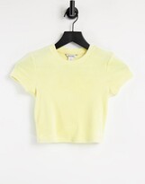 Thumbnail for your product : Monki Jemma velour t-shirt in yellow mix & match set