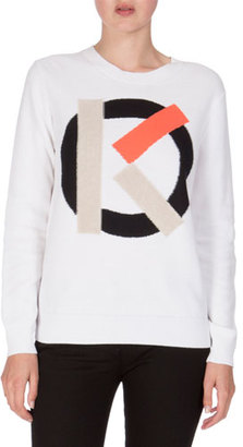Kenzo Knit Cotton Crewneck Pullover Sweater, White