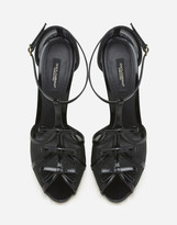 Thumbnail for your product : Dolce & Gabbana Polished Calfskin And Mesh Sandals With Small Bows