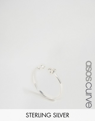 ASOS Curve CURVE Sterling Silver Open Mini Crystal Ring