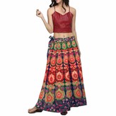 Thumbnail for your product : JERFER Women Casual Multicolor Feather Print Skirt Loose Boho Long Bohemian Beach Skirt Autumn Skirt Fall Skirt for Women Purple