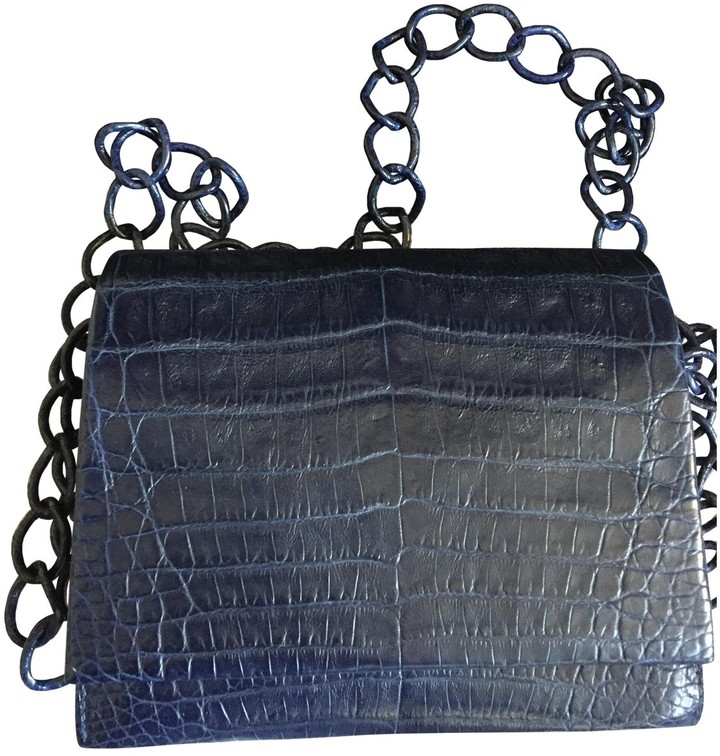 navy crocodile bag