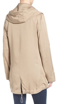 Vince Camuto Drapey Hooded Twill Coat