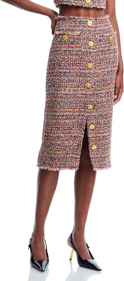 L'Agence Tai Tweed Midi Skirt