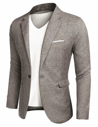JINIDU Mens Casual Sports Coats One Button Smart Slim Fit Suit Blazer Jacket 