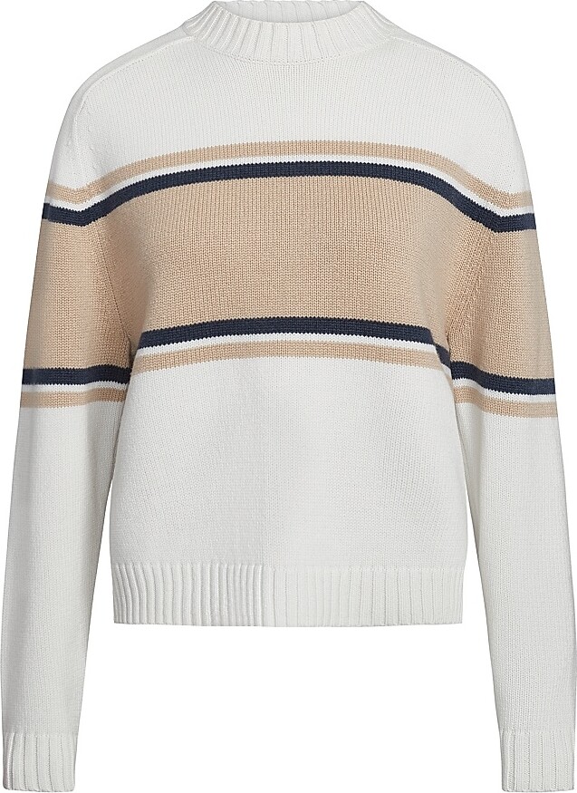 TWP Women's New Saddle Striped Cashmere Crewneck Sweater - Ivory Multi - Size XS