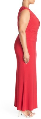 Marina Plus Size Women's Embellished Neck Jersey Gown