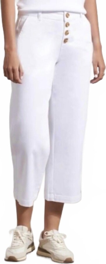Audrey Wide Leg Jean Buttonfly In White