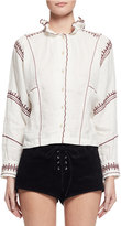 Thumbnail for your product : Etoile Isabel Marant Delphine Embroidered Linen Top, Ecru
