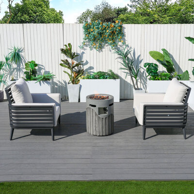 Hokku Designs 3-Piece Patio Furniture Set With Fire Pit