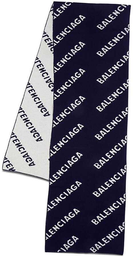 Balenciaga Reversible Logo Scarf Navy/ White - ShopStyle Scarves & Wraps