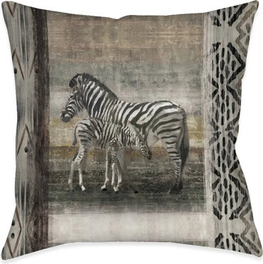 Laural Home Tribal Zebras Outdoor Decorative Pillow