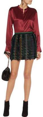 Missoni Fringed Metallic Silk-Blend Crochet-Knit Mini Skirt