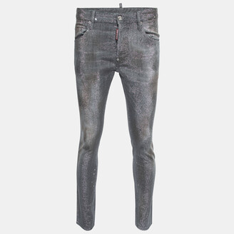 DSQUARED2 Grey Distressed Studded Denim Slim Fit Jeans M Waist 34"