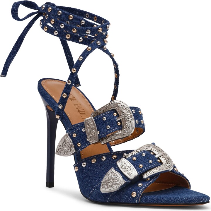 Steve Madden Saddle Embellished Ankle Strap Sandal