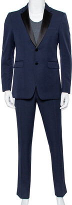 Burberry Navy Blue Wool Contrast Satin Trim Detail Millbank Tuxedo Suit M -  ShopStyle