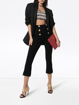 Thumbnail for your product : Balmain High Waist Button Detail Cropped Flares