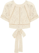 Thumbnail for your product : Zimmermann Haze cropped embroidered silk-georgette top