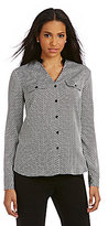 Thumbnail for your product : Jones New York Collection Velvet-Collar Dotted Satin Utility Shirt