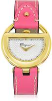 Salvatore Ferragamo Buckle Collection Gold IP Stainless Steel Case and Fuchsia Leather Strap Women's Watch