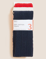 Thumbnail for your product : Marks and Spencer 3pk Cotton Tights (2-14 Yrs)