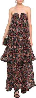 Nicholas Strapless Tiered Floral-print Silk Maxi Dress