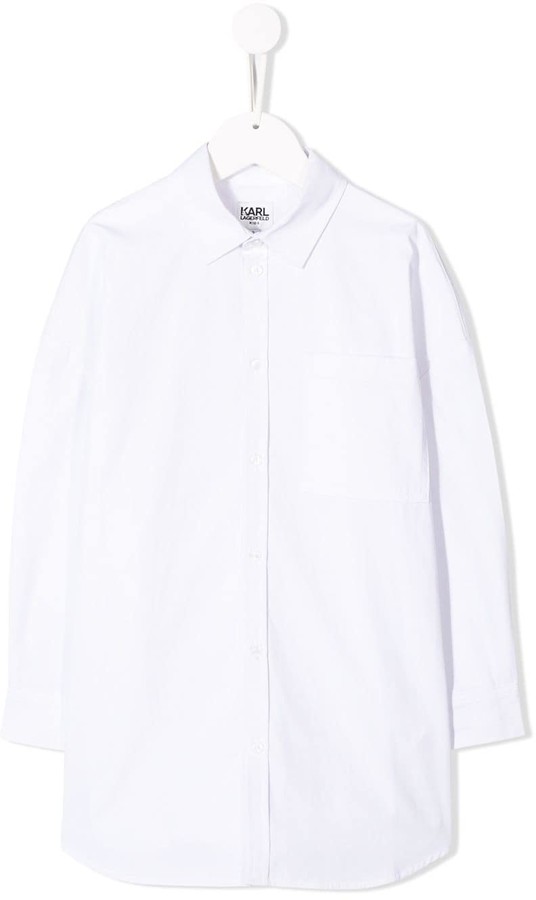 Karl Lagerfeld Paris Logo poplin shirt dress - ShopStyle