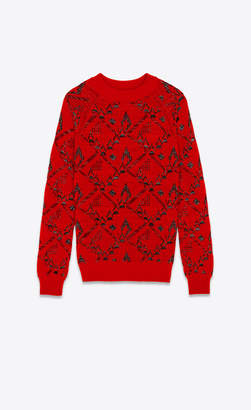 Saint Laurent Knitwear Tops Sweater In A Red Floral Jacquard Knit Red 10