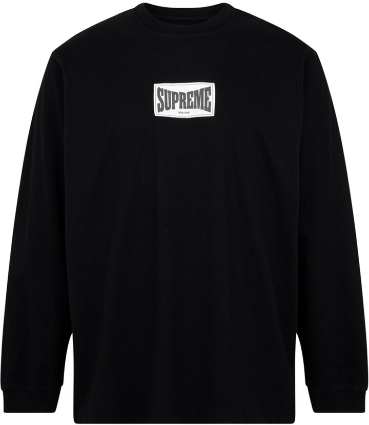 Supreme woven-label long-sleeve T-shirt - ShopStyle