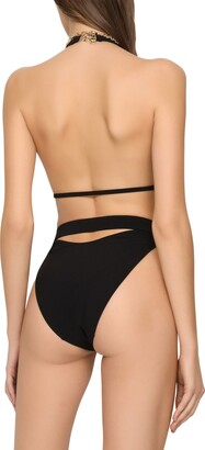Dolce & Gabbana One-piece swimsuit with plunging neck and belt