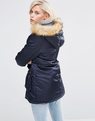 Girls On Film Parka With Faux Fur Hood