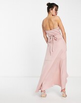 Thumbnail for your product : TFNC Bridesmaid satin wrap dress in dusty pink