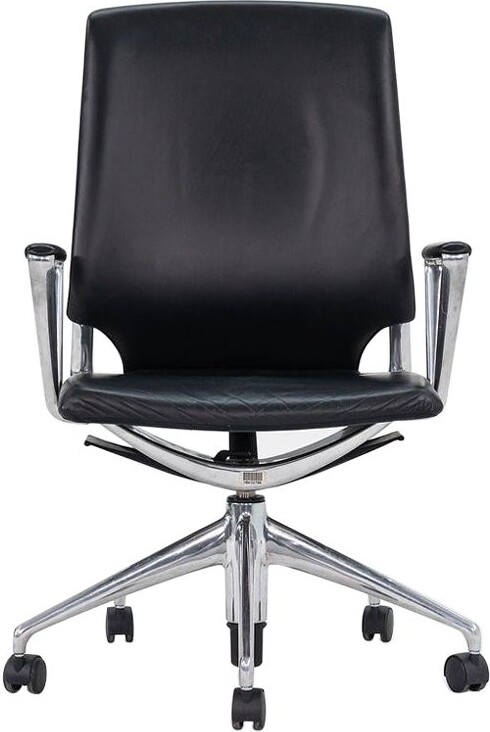 Alberto Meda 2004 Vitra Meda Desk Chair By In Black Leather With Fabric Back