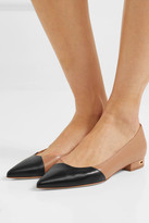 Thumbnail for your product : Jennifer Chamandi Lorenzo Two-tone Leather Point-toe Flats - Beige